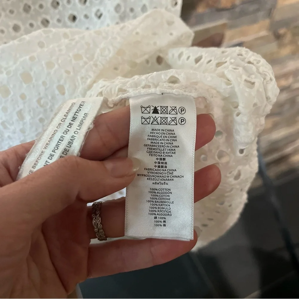 MICHAEL Michael Kors White 100% Cotton Eyelet Short Sleeve Top - Picture 5 of 11